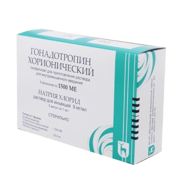 Moscow Endocrine Factory HCG 1500 iu No 5 (7500 iu kit, with solvent)